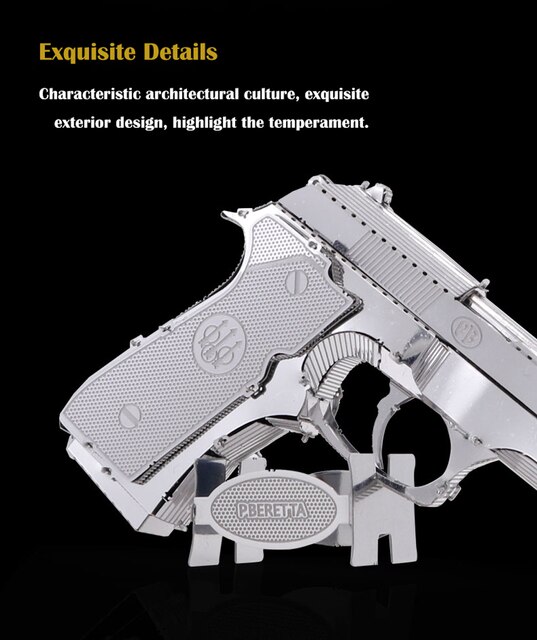 NANYUAN 3D Puzzle - BERETTA 92 pistolet, model wojskowy, metalowy zestaw montażowy, DIY, laserowe wycinanie, zabawka dla dorosłych - Wianko - 4
