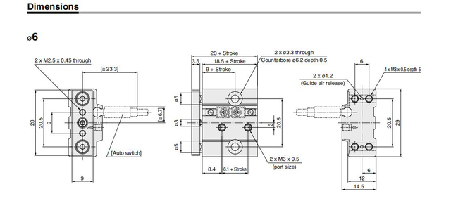 Siłownik pneumatyczny MGJ typ smc Mini 3 pręt Cylinder (MGJ6 * 5, MGJ6 * 10, MGJ6 * 15, MGJ10 * 5, MGJ10 * 10, MGJ10 * 15, MGJ10 * 20) - Wianko - 6