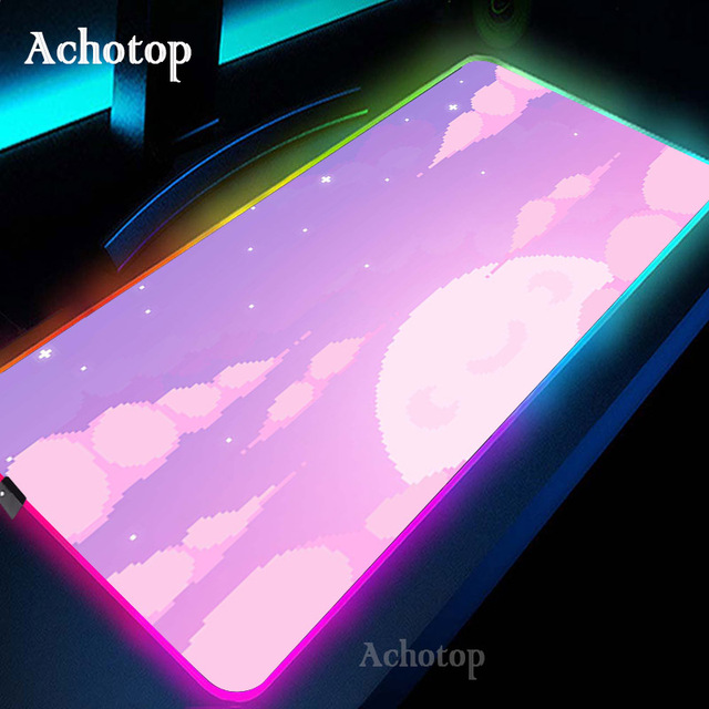 Podkładka pod mysz RGB Kawaii XL różowego koloru z motywem księżyca dla graczy komputerowych - 900x400 - Wianko - 5