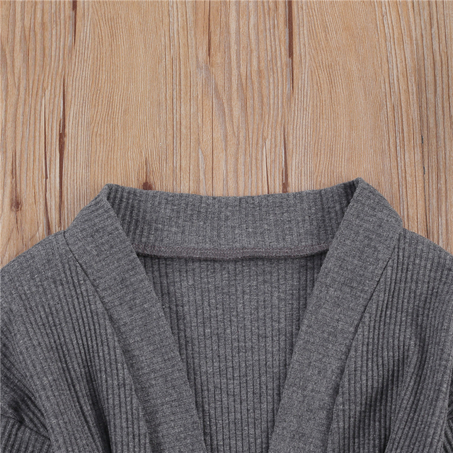 Sweter rozpinany dla dzieci 2-7 lat - długie rękawy, czesana dzianina, zasznurowana talia - Wianko - 4