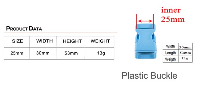Jasnoniebieskie plastikowe zapięcie na obrożę, plecak, pasek lub torbę - 25mm, wysoka jakość (BU25P07) - Wianko - 5