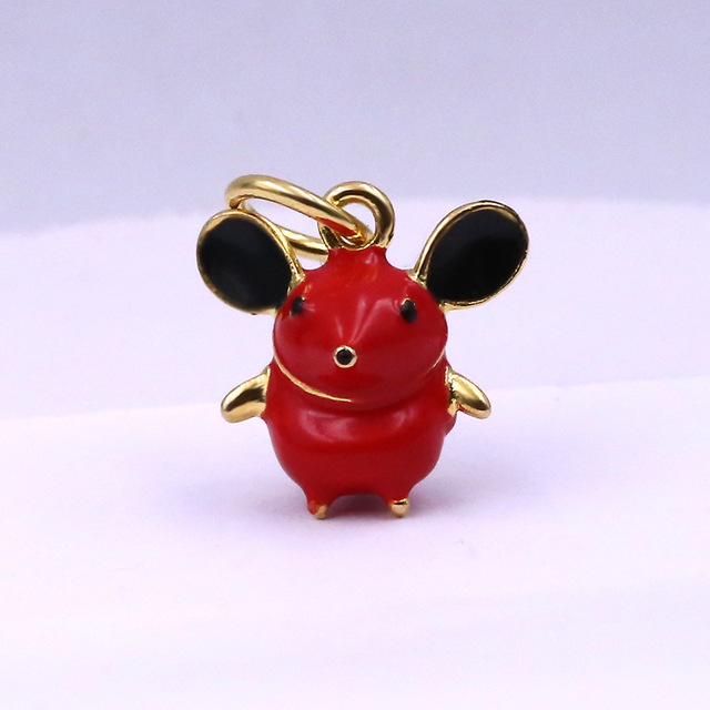 Wisiorek emaliowany DINGLLY z dużymi uszami myszy, zodiakalne szczura Charms, pasuje do bransoletki Pandora i naszyjnika zwierząt dla dzieci - biżuteria, 2 sztuki - Wianko - 12