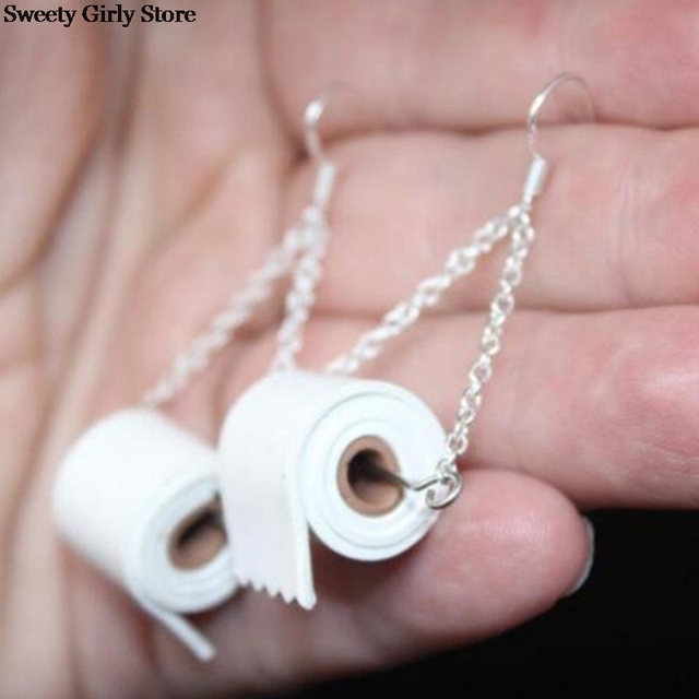 Modne kolczyki wiszące z papierowymi spadkami toaletowymi w kształcie 3D tkanki - biżuteria dla kobiet i dziewcząt - Wianko - 4