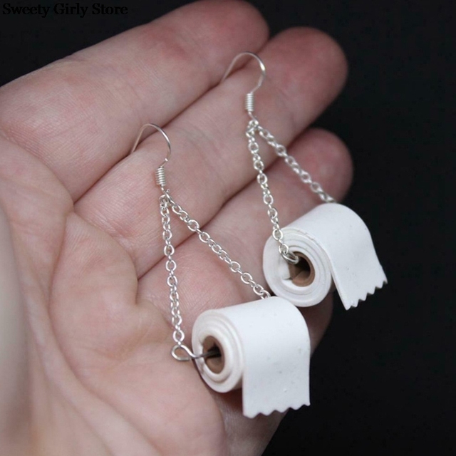 Modne kolczyki wiszące z papierowymi spadkami toaletowymi w kształcie 3D tkanki - biżuteria dla kobiet i dziewcząt - Wianko - 5
