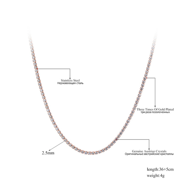 Naszyjnik choker BOBOTUU z musującymi kryształami CZ i łańcuchem ze stali nierdzewnej BN20219 - Wianko - 2