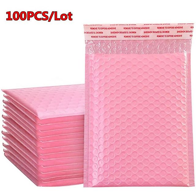 Koperty torby Pink Bubble Mailer 100 sztuk/partia wyściełane perlmozaiką samoklejące prezent obecna dla książek i czasopism - Wianko - 1