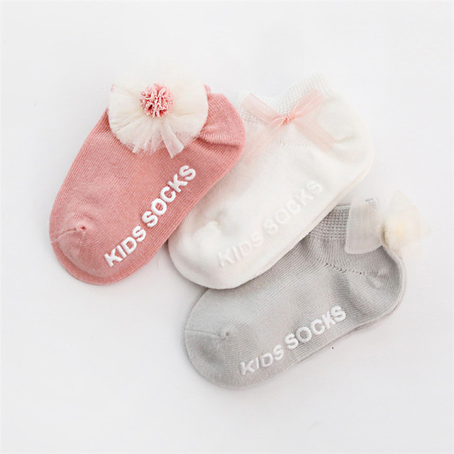 Bawełniane antypoślizgowe skarpetki dla noworodków w stylu księżniczki (3 pary/partia, wiosna/jesień) - Wianko - 7