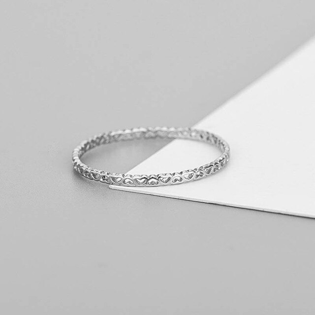 Pierścień serce 925 Sterling Silver - 2021, cienki, prosty, słodki, kobiecy, koreański styl - Wianko - 37
