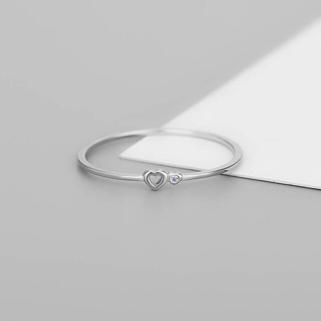 Pierścień serce 925 Sterling Silver - 2021, cienki, prosty, słodki, kobiecy, koreański styl - Wianko - 22