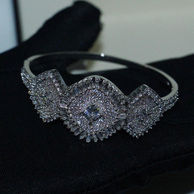 Luksusowa bransoletka ślubna z błyszczącymi cyrkoniami 925 Sterling Silver - Wianko - 5