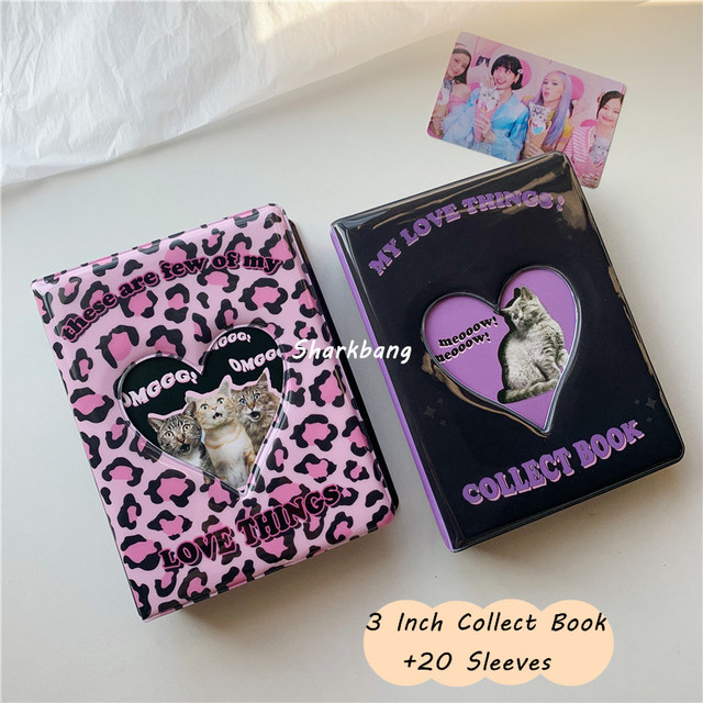Etui na karty i notesy: Kawaii 3 - kot zbierający książki, 20 rękawów z torbą, wydrążone serce, album pocztówek i organizator - Wianko - 11