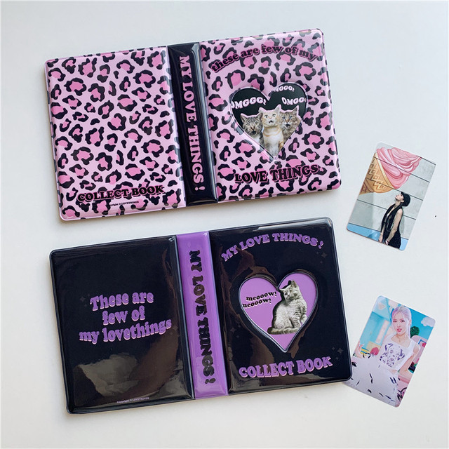 Etui na karty i notesy: Kawaii 3 - kot zbierający książki, 20 rękawów z torbą, wydrążone serce, album pocztówek i organizator - Wianko - 15