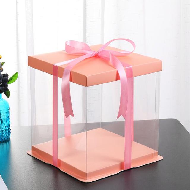 Zestaw 2 różowych przezroczystych pudełek na ciasto 6 cali dla piekarni - zwierzęta domowe w kwadratowym plastikowym pudełku do pakowania ciastek - Wianko - 8
