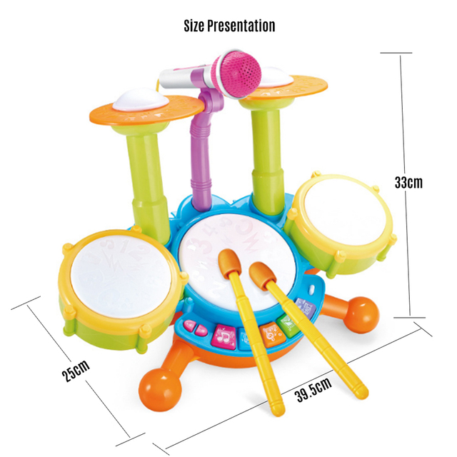 Elektroniczny bęben muzyczny dla dzieci powyżej 3 lat z mikrofonem, zestaw 1 para edukacyjnych zabawek jazzowych - Wianko - 12