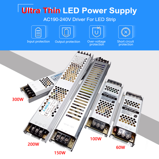 Ultra cienki transformator LED zasilający AC DC 220V do 12V/24V - 110V konwerter oświetleniowy - Wianko - 1