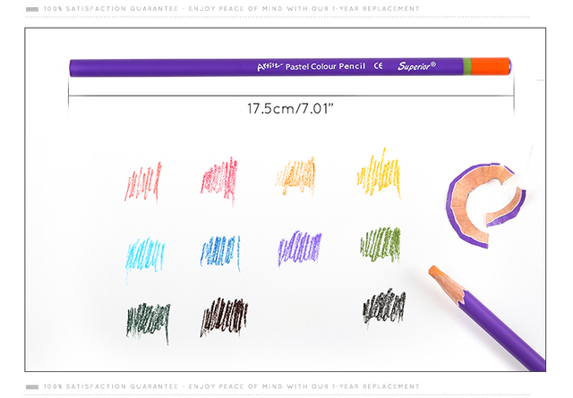 Zestaw 12 pastelowych ołówków Superior do kolorowania i rysowania w drewnianej obudowie - Wianko - 4