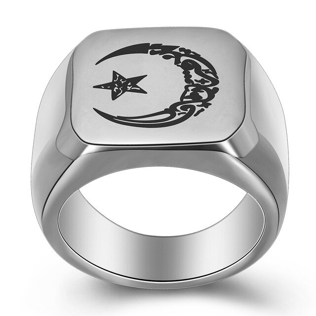 Nowoczesny męski pierścionek z motywem dzikiego księżyca i gwiazdą - stylowa propozycja na prezent - Wianko - 4