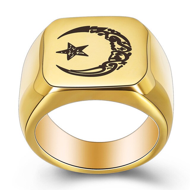 Nowoczesny męski pierścionek z motywem dzikiego księżyca i gwiazdą - stylowa propozycja na prezent - Wianko - 2