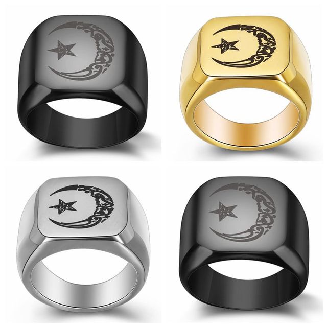 Nowoczesny męski pierścionek z motywem dzikiego księżyca i gwiazdą - stylowa propozycja na prezent - Wianko - 1