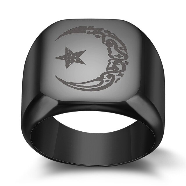Nowoczesny męski pierścionek z motywem dzikiego księżyca i gwiazdą - stylowa propozycja na prezent - Wianko - 3
