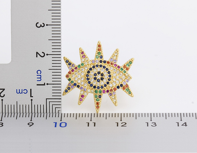 Miedziany sześcienny pierścionek Evil Eye z cyrkonią i motywem Hamsa dla kobiet - regulowany rozmiar - biżuteria ślubna - Wianko - 2