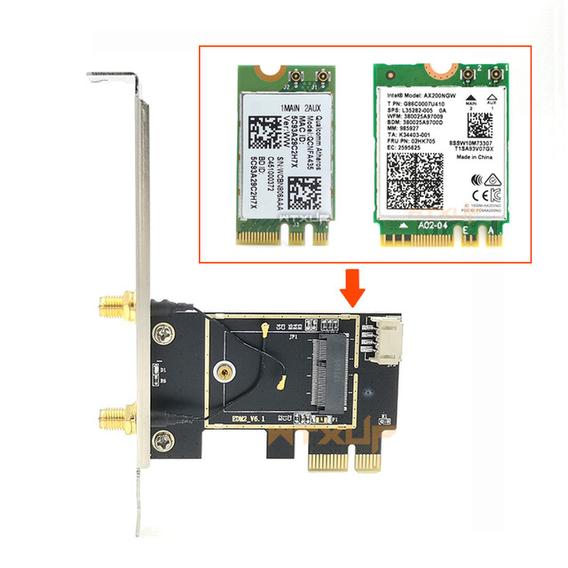 Adapter M.2 WiFi M2 NGFF klucz A E do PCI Express PCIE Bluetooth na komputer stacjonarny - karta sieciowa PCI-E AX210 9260 8260 - Wianko - 9