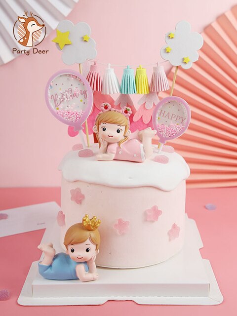 Balon gwiazda książę/chłopiec/księżniczka/dziewczyna - dekoracja tortu urodzinowego różowe prezenty dla dzieci - Wianko - 1