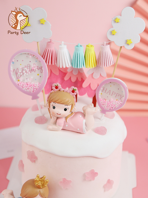 Balon gwiazda książę/chłopiec/księżniczka/dziewczyna - dekoracja tortu urodzinowego różowe prezenty dla dzieci - Wianko - 2