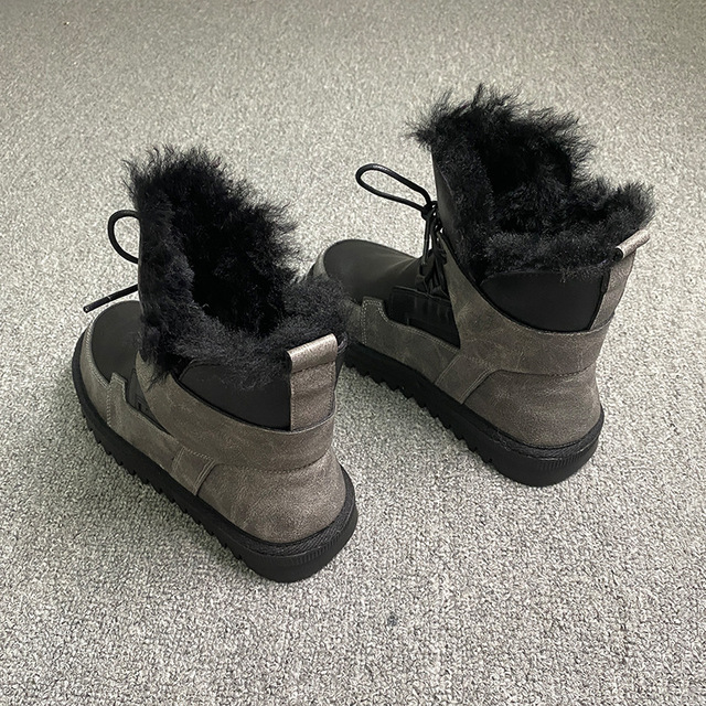 Kostki śniegu maja buty zimowe dla kobiet, ciepłe pluszowe buty do zimy, slip-on, czarne, beżowe lub brązowe, rozmiar 35-40 - Wianko - 6