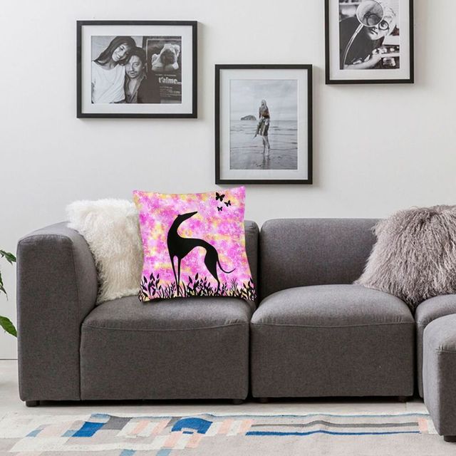 Poduszka dekoracyjna z oryginalnym wzorem Greyhound Art sigthhound sylwetka - 45x45 cm - Wianko - 6