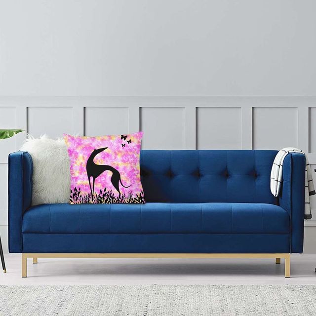 Poduszka dekoracyjna z oryginalnym wzorem Greyhound Art sigthhound sylwetka - 45x45 cm - Wianko - 5