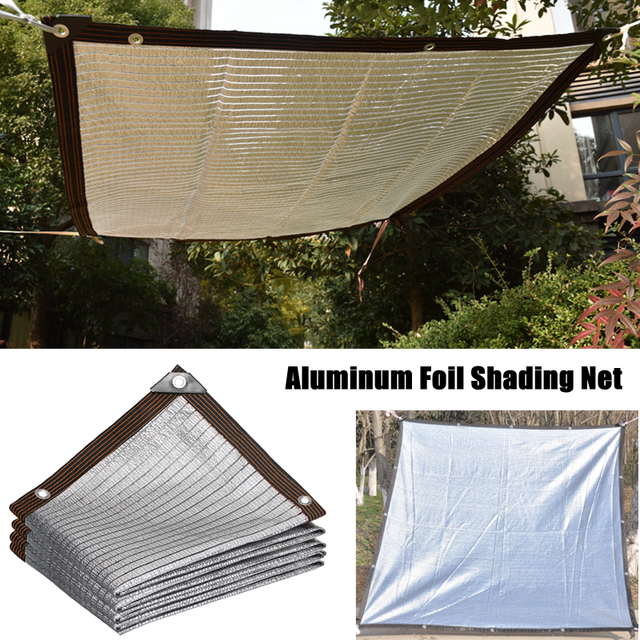 Srebrna folia aluminiowa siatka zacieniająca HDPE ochronna przed UV do ogrodu i basenu - Wianko - 2