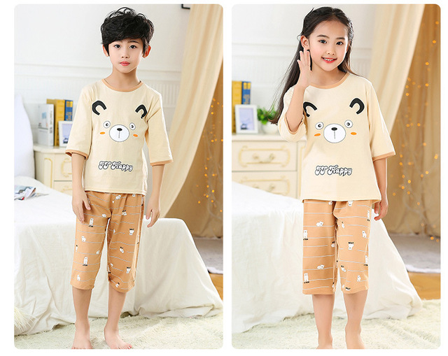 Letni komplet dziecięcej piżamy Cartoon dinozaur – piżama bawełniana dla chłopców i dziewcząt 2-13 lat - Wianko - 20