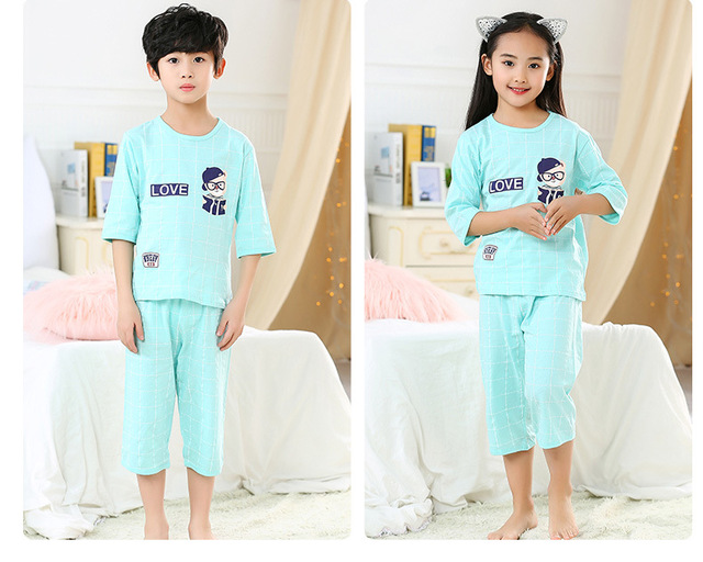 Letni komplet dziecięcej piżamy Cartoon dinozaur – piżama bawełniana dla chłopców i dziewcząt 2-13 lat - Wianko - 27