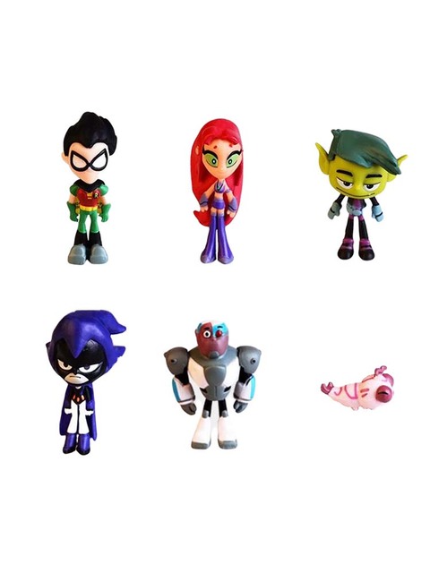 Figurka zabawkowa 10cm Bohaterowie Titans Go: Cyborg, Raven, Robin, Starfire, Silkie - wysokiej jakości model - Wianko - 1