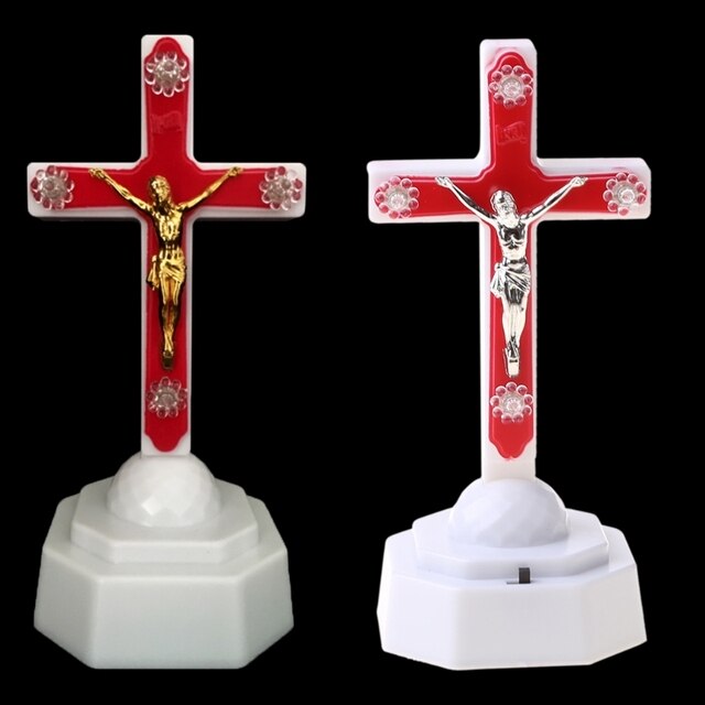 Jezus Chrystus Światło LED z krzyżem na domowy ołtarz - ozdoba pamiątkowa dla kościoła - Wianko - 2