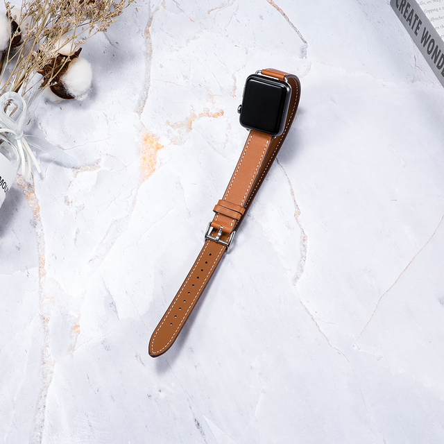 Pasek pętelkowy do zegarka z jabłkiem, skórzany, pojedynczy i podwójny, iwatch seria 6/SE/5/4/3, różne rozmiary - Wianko - 7