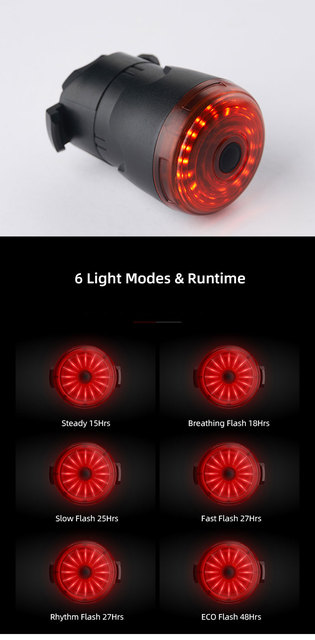 Oświetlenie rowerowe: Rowerowa tylna lampa ostrzegawcza hamowania Taillight COB LED 6 trybów z ładowaniem USB, mocowanie na sztycę siodła (15-48 godzin działania) - Wianko - 6