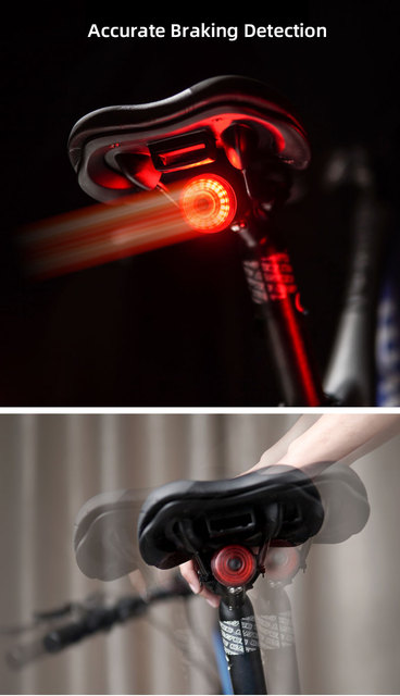 Oświetlenie rowerowe: Rowerowa tylna lampa ostrzegawcza hamowania Taillight COB LED 6 trybów z ładowaniem USB, mocowanie na sztycę siodła (15-48 godzin działania) - Wianko - 5
