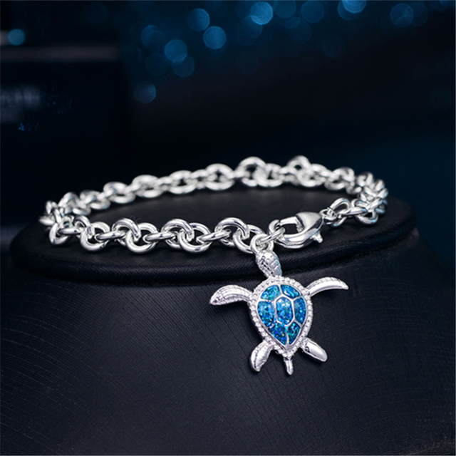 Nowa wysokiej jakości bransoletka łańcuszkowa Opal Turtle dla kobiet w kolorze niebieskim - Wianko - 18