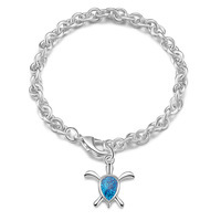 Nowa wysokiej jakości bransoletka łańcuszkowa Opal Turtle dla kobiet w kolorze niebieskim - Wianko - 12