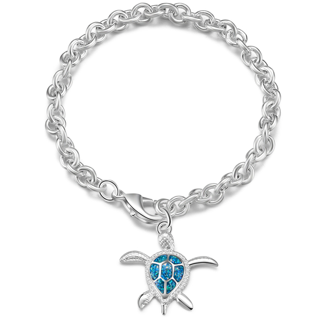 Nowa wysokiej jakości bransoletka łańcuszkowa Opal Turtle dla kobiet w kolorze niebieskim - Wianko - 19