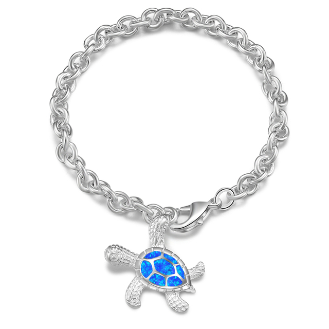 Nowa wysokiej jakości bransoletka łańcuszkowa Opal Turtle dla kobiet w kolorze niebieskim - Wianko - 17
