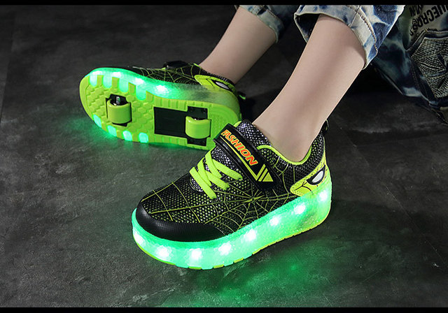 Dziecięce trampki sportowe LED na USB, dwa koła, zwijane, rozmiar 28-40 - Wianko - 15