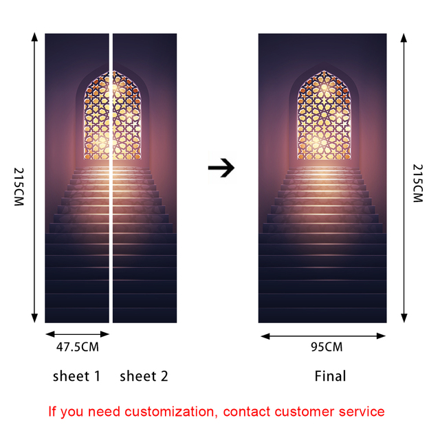 Muzułmański styl emiracki: naklejki na drzwi DIY do dekoracji wnętrza - sypialnia, gank, sztuka aplikacji - tapeta PVC z pamięcią kleju na zamknięcie - Wianko - 6