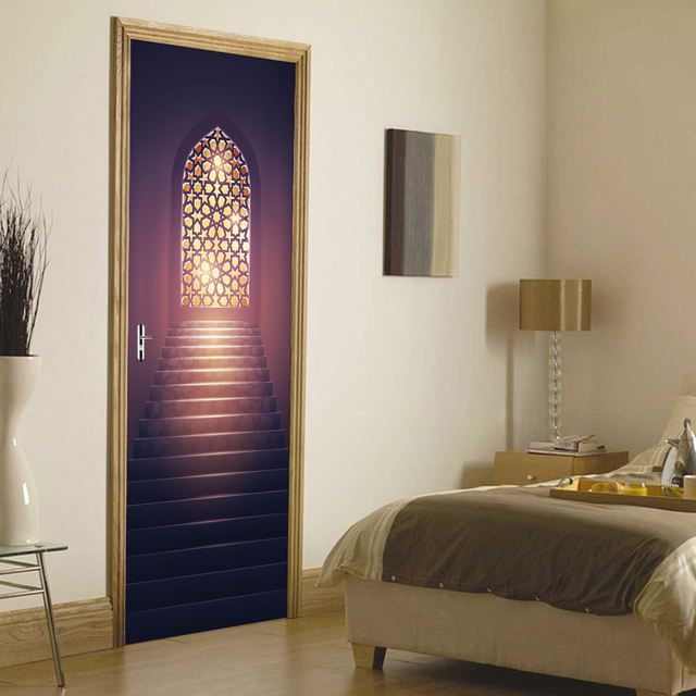 Muzułmański styl emiracki: naklejki na drzwi DIY do dekoracji wnętrza - sypialnia, gank, sztuka aplikacji - tapeta PVC z pamięcią kleju na zamknięcie - Wianko - 17