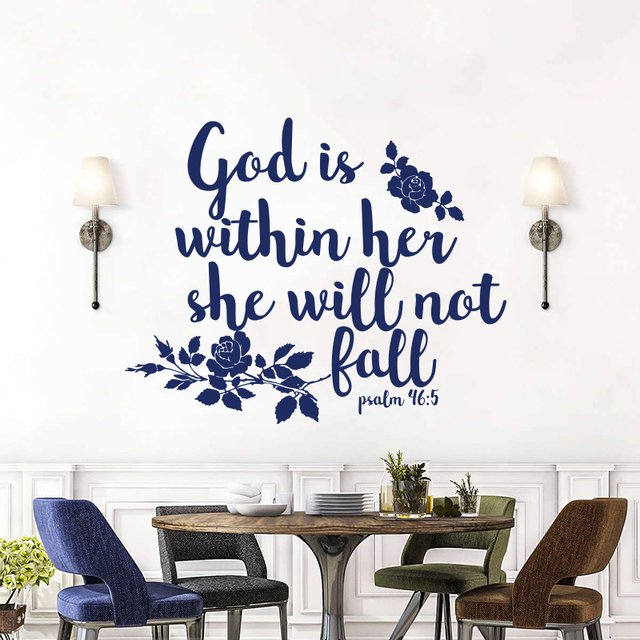 Naklejka ścienno-biblijna Christian Lord Psalm 46:5 - Bóg jest w niej, nie spadnie do pokoju dziewczyny - kwiatowa dekoracja sypialni Vinyl - Wianko - 4