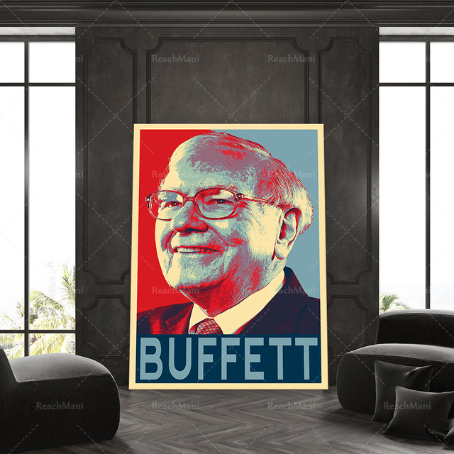 Ilustracja Warrena Buffetta w stylu Pop Art - dekoracja wnętrza podkreślająca biznesowy charakter Wall Street i giełdy (na druku plakatowym lub płótnie) - Wianko - 3