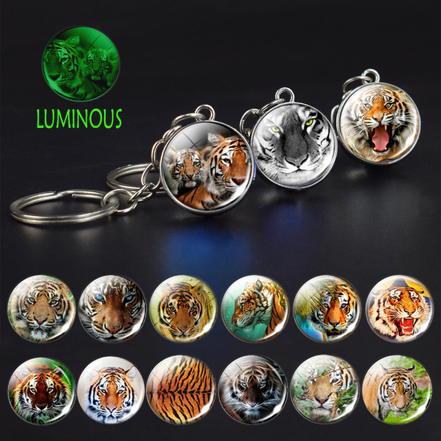 Brelok-piłeczka z tygrysem, świecący w ciemności, z tygrysim kryształem, biżuteria dla zwierząt, prezent dla mężczyzn - Wianko - 1