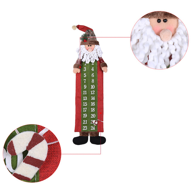 Kalendarz adwentowy 3D Święty Mikołaj i bałwan - dekoracja świąteczna do zawieszenia na ścianie, 24 dni odliczania - Wianko - 7